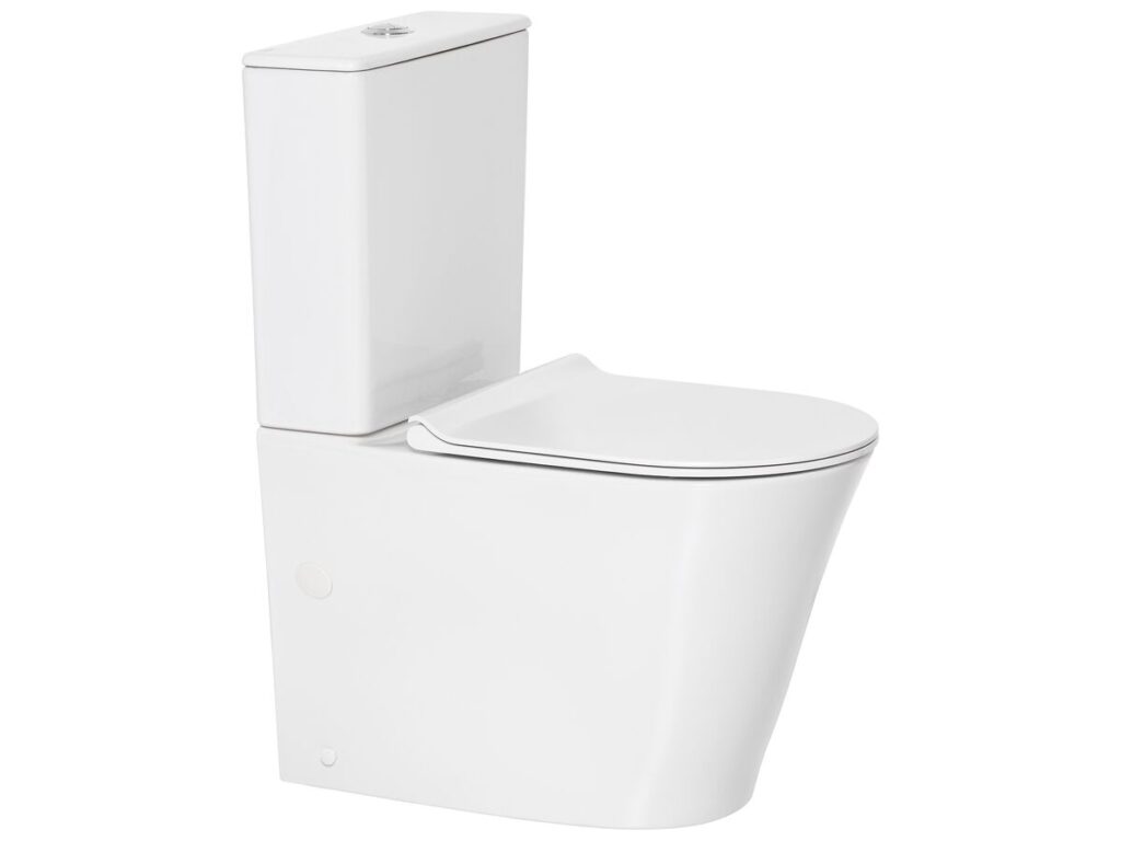 American Standard Heron Hygiene Rim Bottom Inlet Close Coupled Back to Wall Toilet Suite with Soft Close Quick Release Seat White (4 Star)