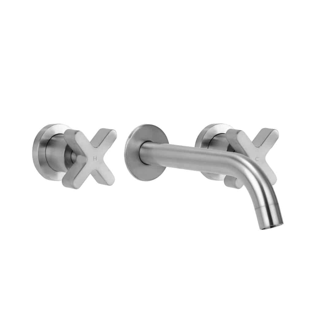 Cross Assembly Taps & Spout Set - Brushed Nickel